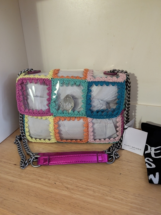 Kurt Geiger Handbags - Kurt Geiger Patchwork Crochet And Vinyl Medium Kensington Bag
